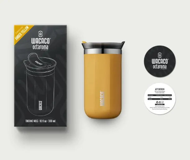 WACACO Octaroma Lungo Vacuum Insulated Coffee Mug , Amber Yellow