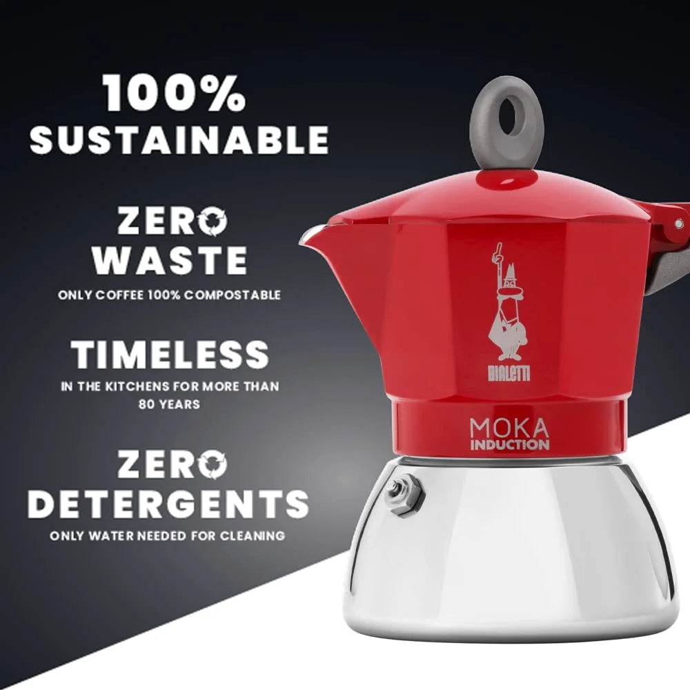 Bialetti Moka Induction 2 cup Rossa Induction Espresso Maker 6942