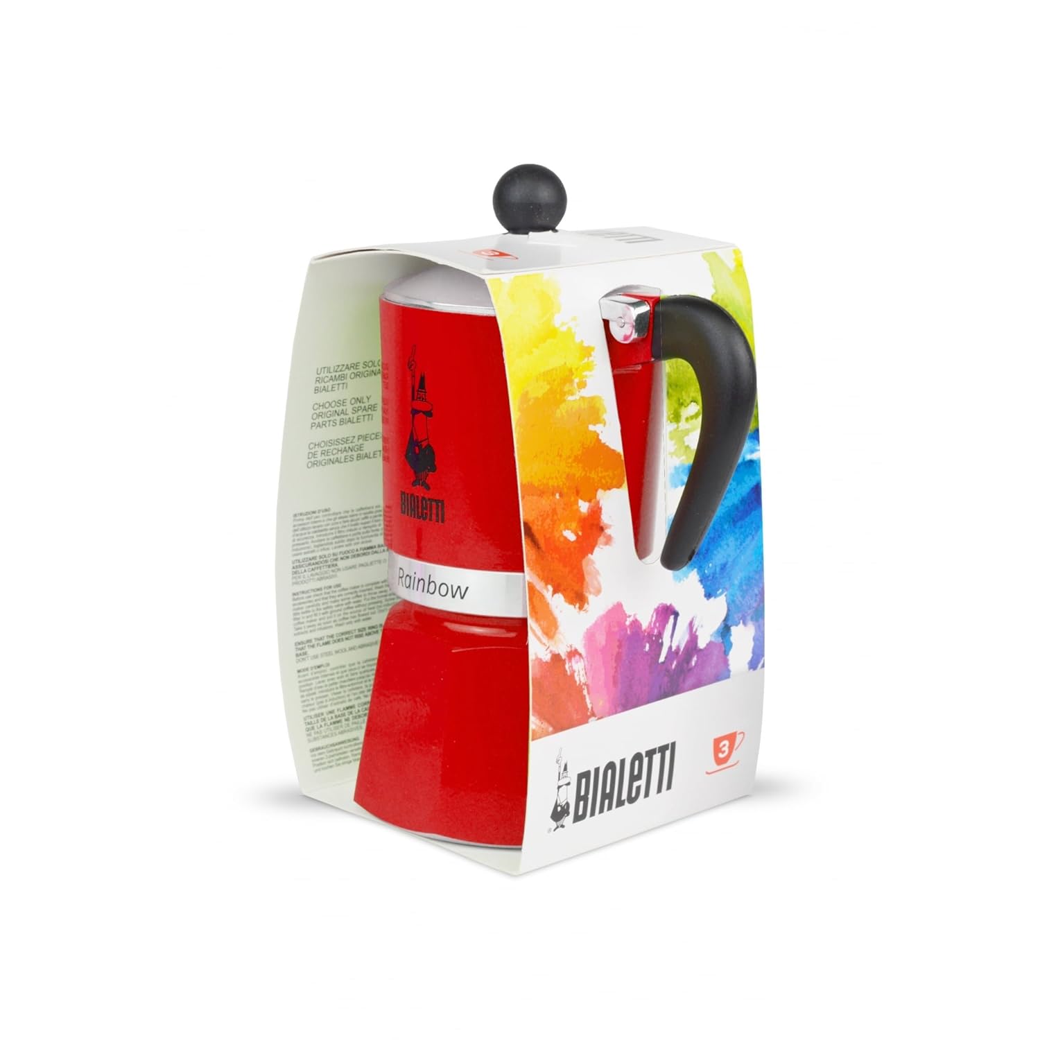 Bialetti Rainbow Colored Coffee Maker,4962, Aluminium, Red, 3 Cups