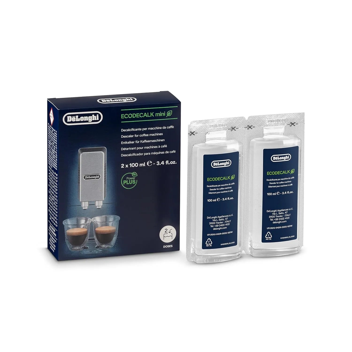 DELONGHI Eco 3.4 Ounce Mini Descaler, Set of 2 , 200 mL
