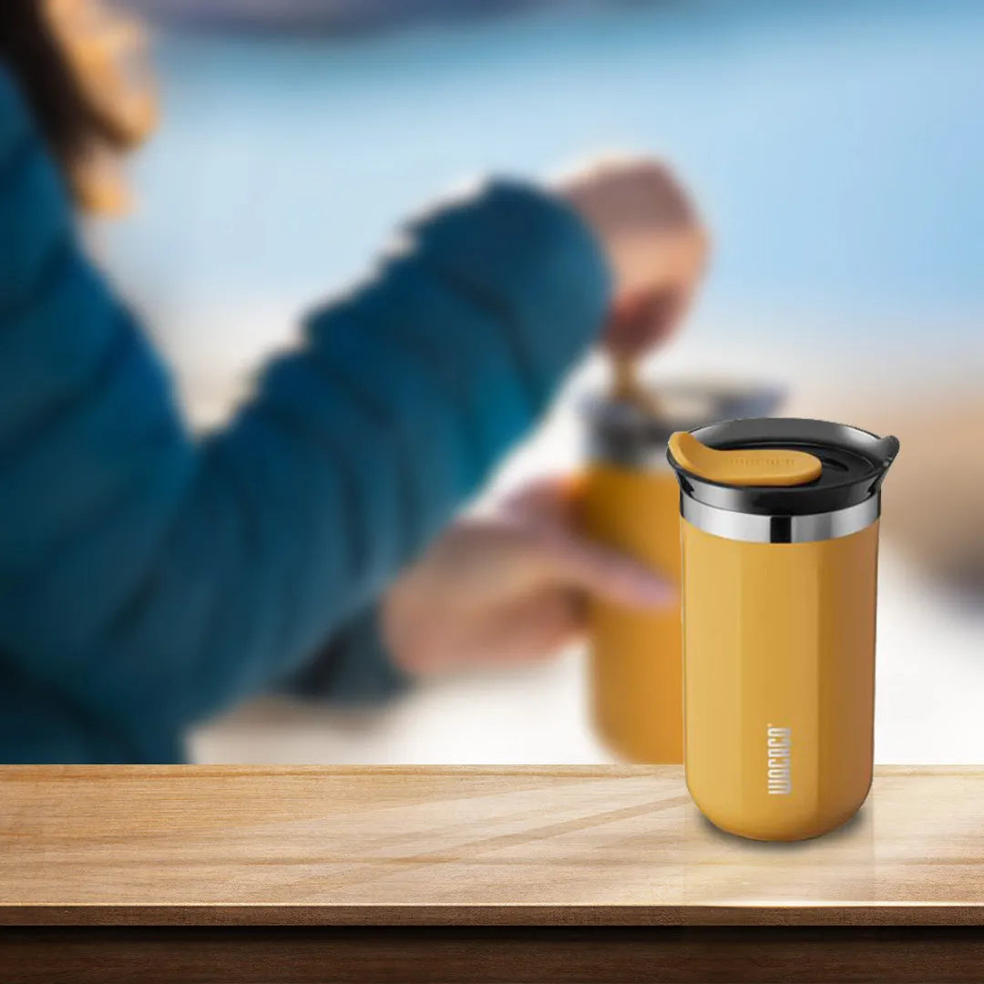 WACACO Octaroma Lungo Vacuum Insulated Coffee Mug , Amber Yellow