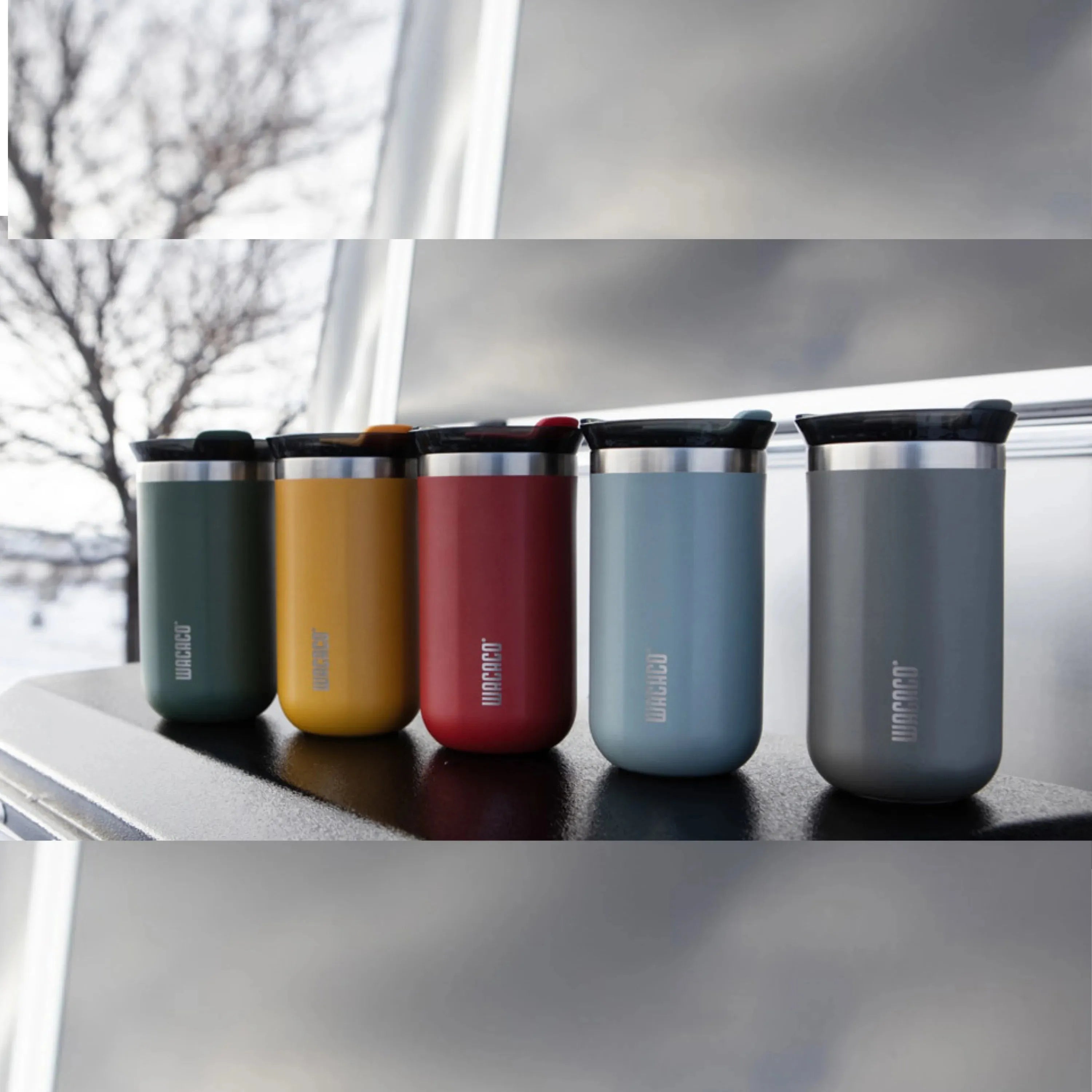 WACACO Octaroma Lungo Vacuum Insulated Coffee Mug , Amber Yellow
