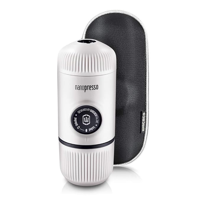 Wacaco Nanopresso Portable Espresso Maker Bundled with Protective Case, White