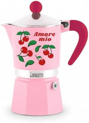 Bialetti Rainbow Amore Mio Moka Coffee Maker, 3 Cups, Red with Cherries