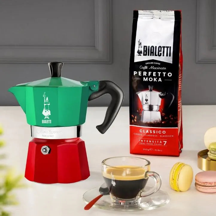 Bialetti Moka Express Tricolor 3 Cup Espresso Maker 5322