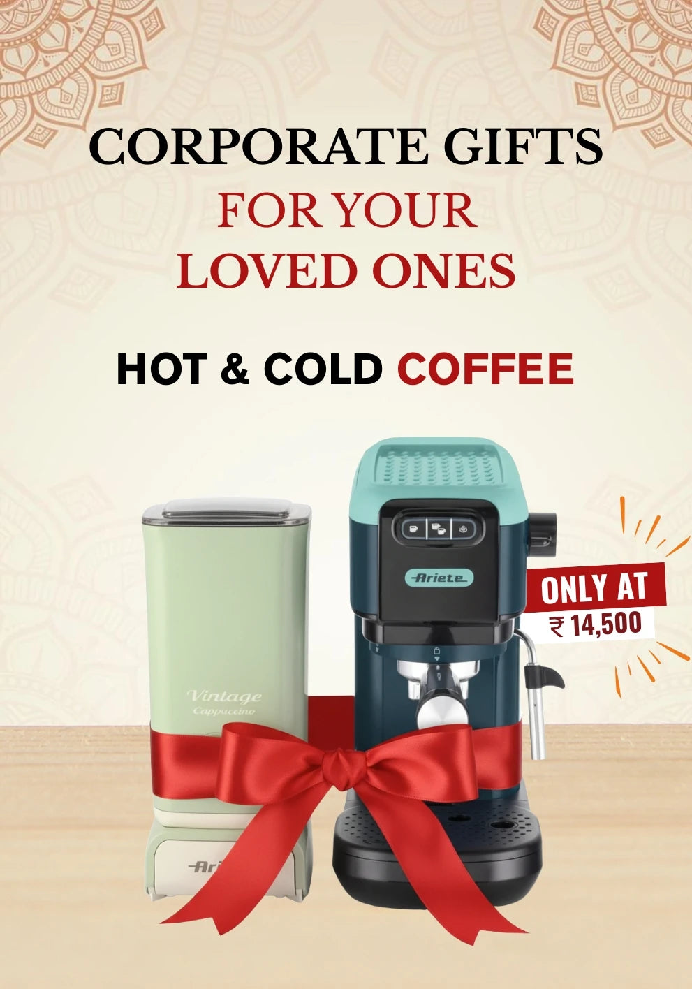 Combo Under 25K -  Pack of 2 - Ariete Smart Slim  Coffee  Machine | Hot & Cold Milk Frother