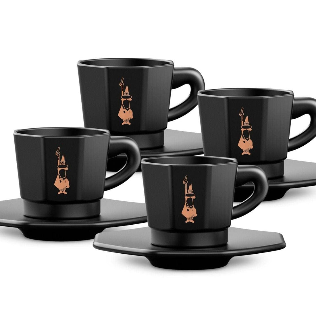 Bialetti Espresso Cups & Saucers, Set of 4, Black