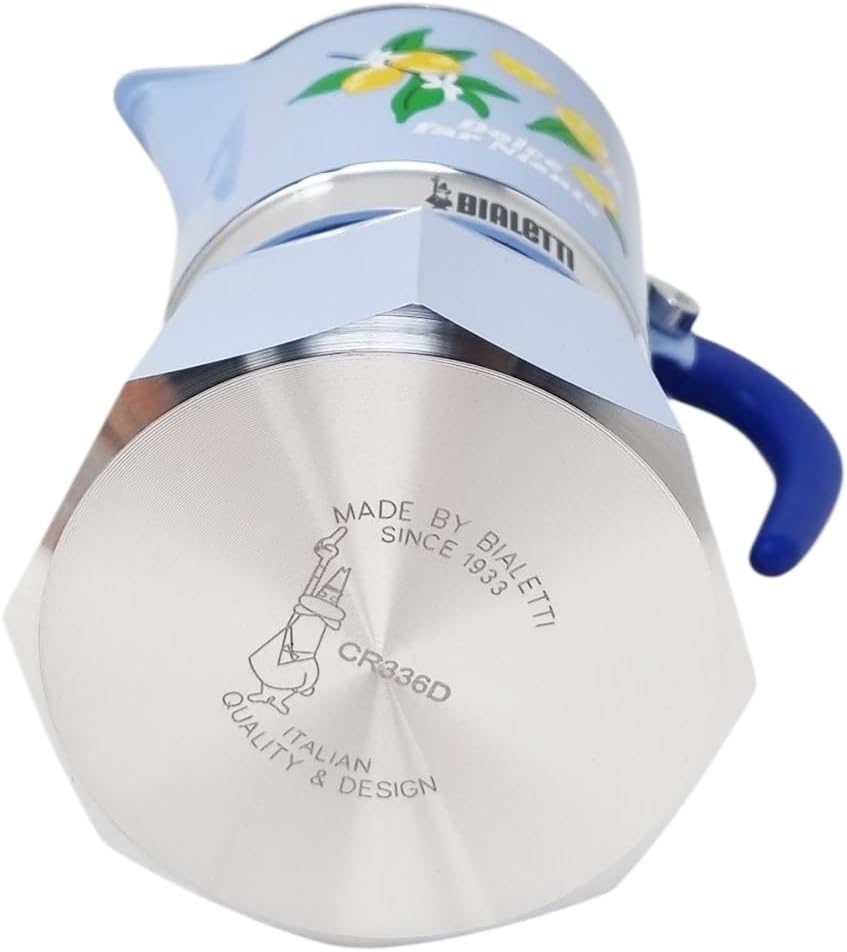 Bialetti Rainbow Dolce Far Nothing Moka Coffee Maker, 3 Cups, Blue with Lemons