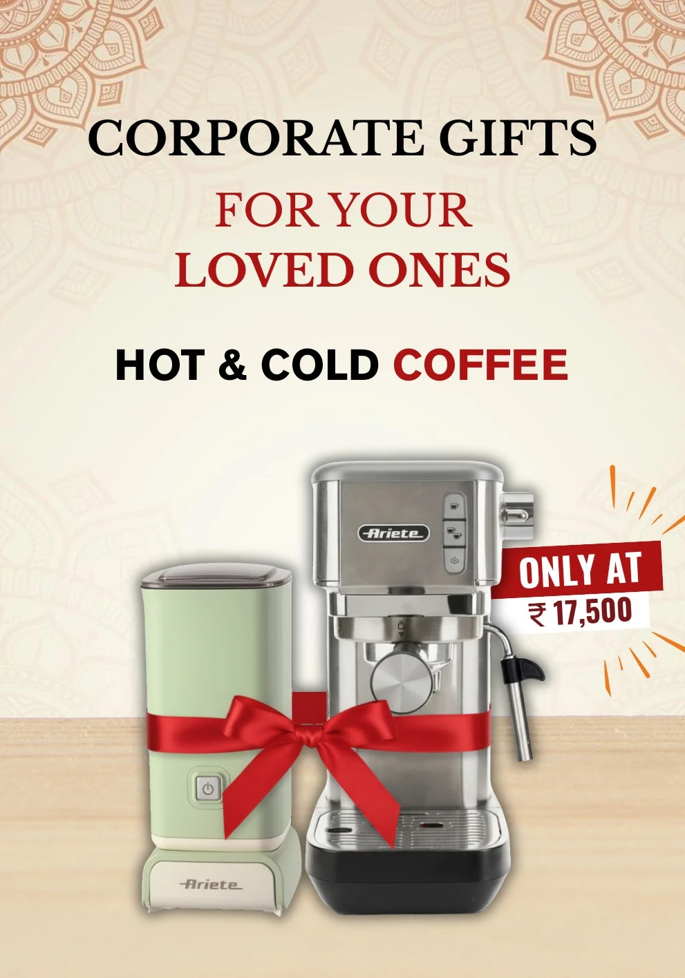 Combo Under 25K -  Pack of 2 - Ariete Slim Metal Coffee Machine | Hot & Cold Milk Frother