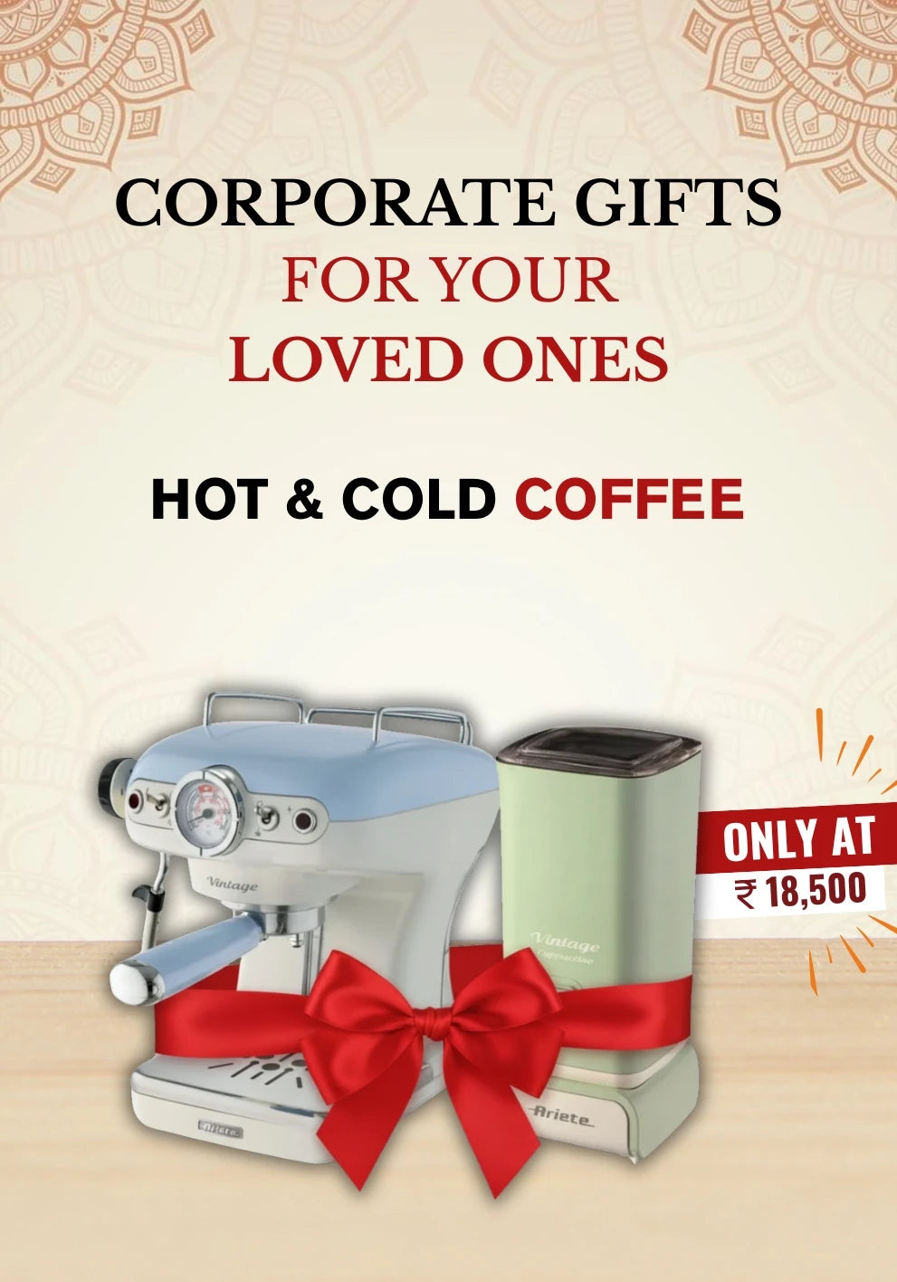 Combo Under 25K -  Pack of 2 - Ariete Vintage Espresso Machine | Hot & Cold Milk Frother