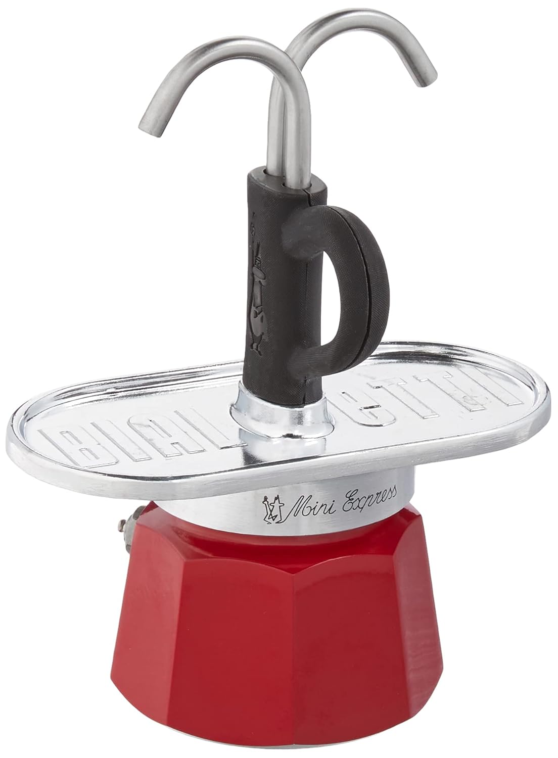 Bialetti Mini Express Magritte, Coffee Maker + 2 shot glasses, 2-Cups, Aluminum