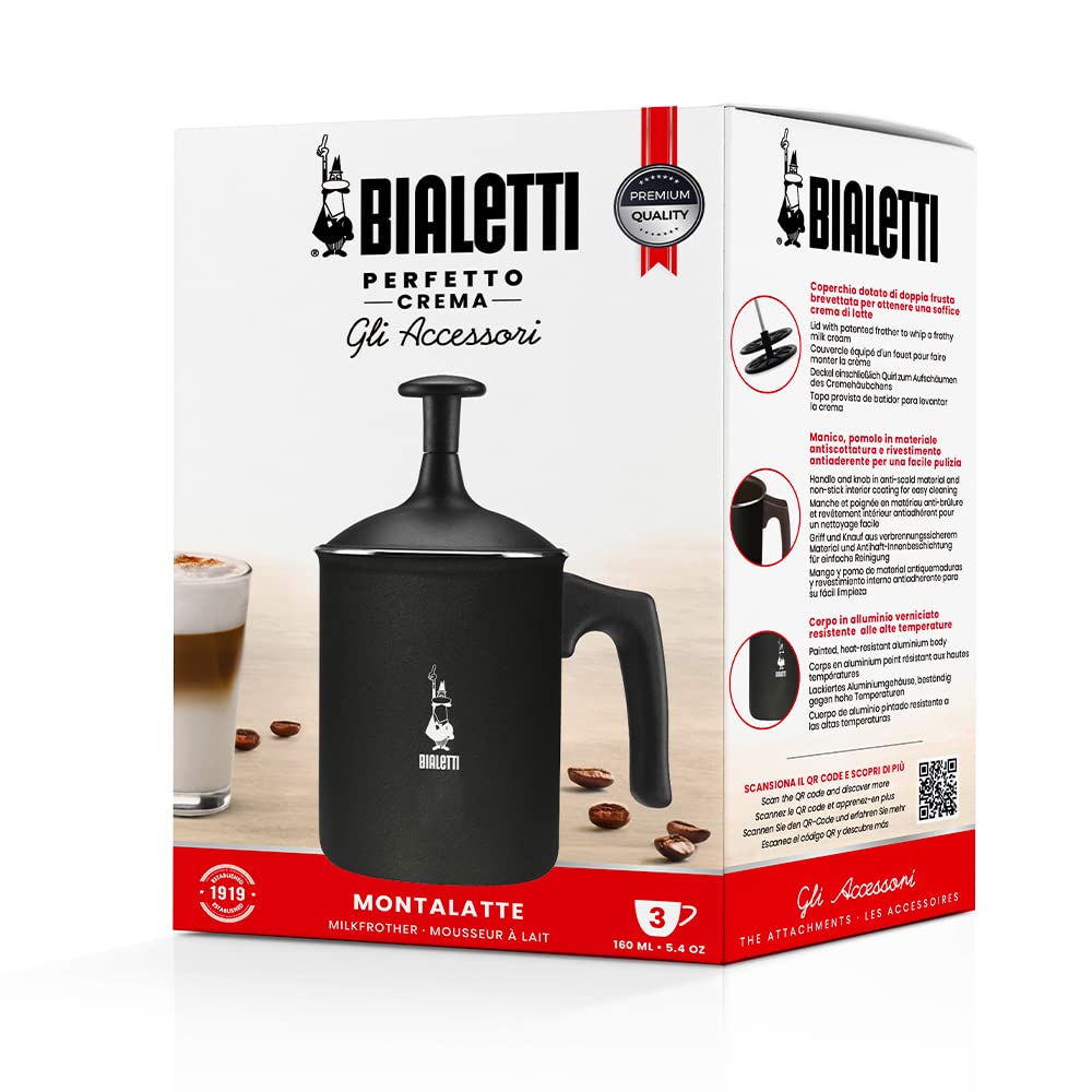 Bialetti 00AGR394 Tutto Crema Milk Frother, Black
