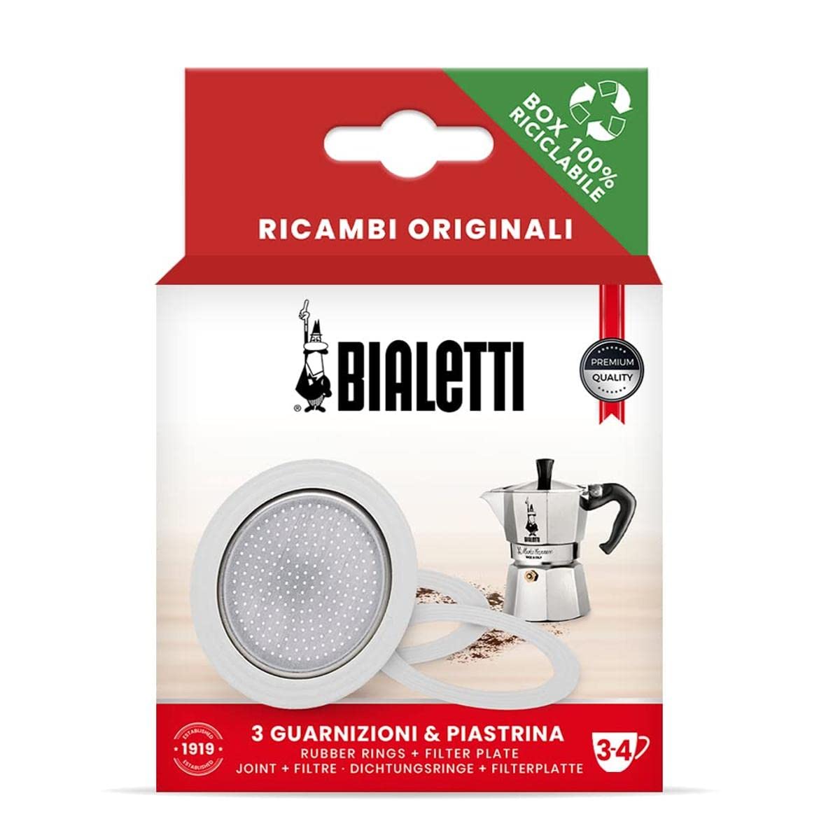 Bialetti Packing 3 gaskets and 1 filter for aluminium Coffee pot