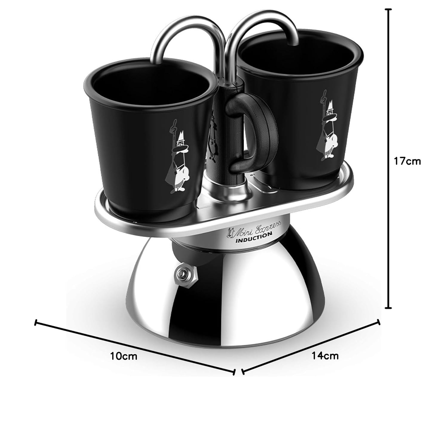 SET MINI INDUCTION 2 CUPS +2 BICCHIERINI BLACK