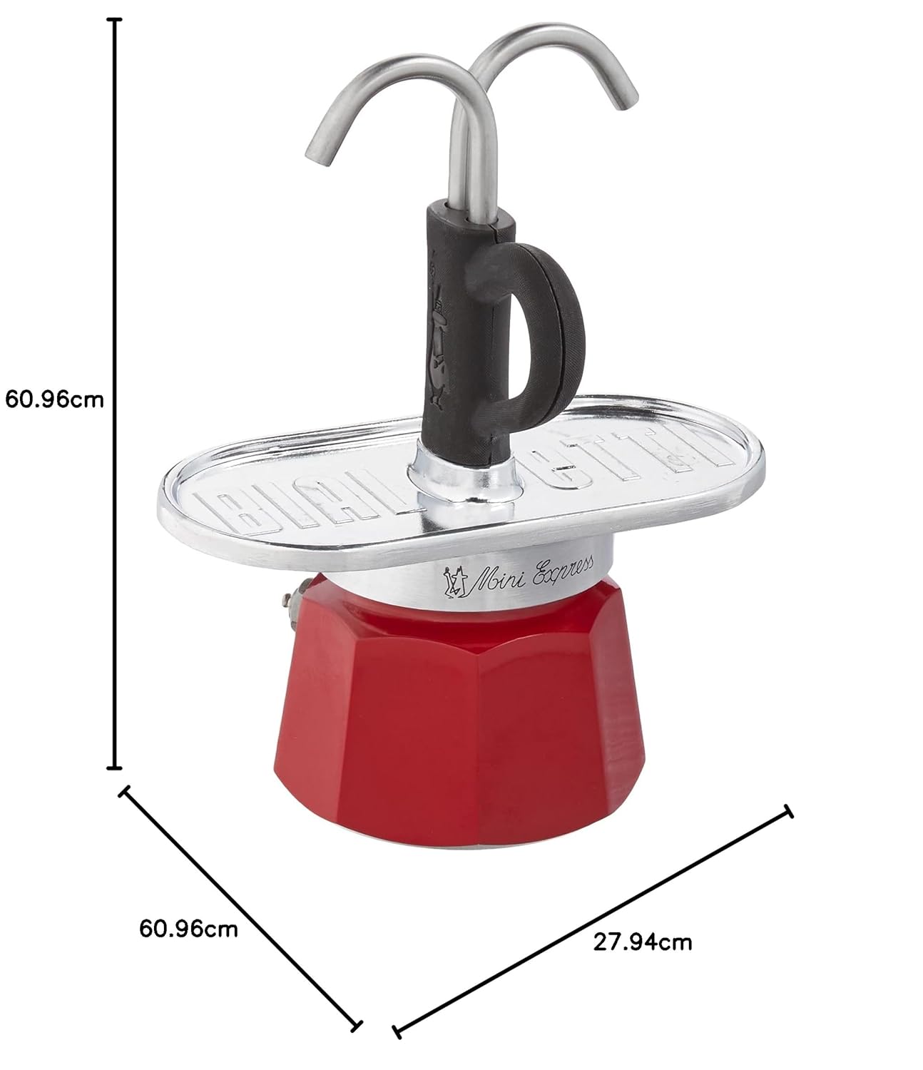 Bialetti Mini Express Magritte, Coffee Maker + 2 shot glasses, 2-Cups, Aluminum