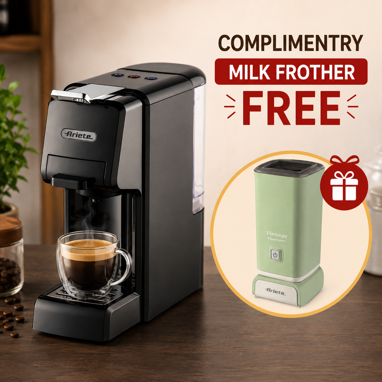 Ariete 1304  Capsule & Powder Coffee Machine