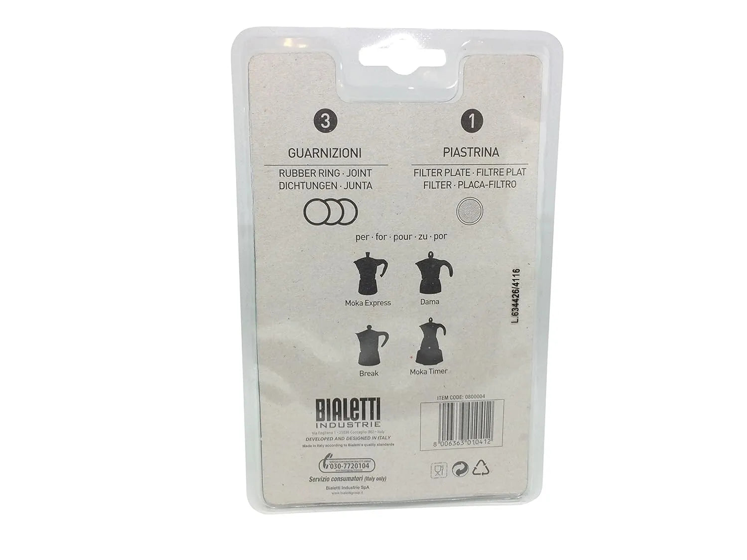 Bialetti Packing 3 gaskets and 1 filter for aluminium Coffee pot