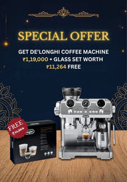 Luxury Combo Pack of 2 - De’Longhi EC9885M Espresso Machine and Connoisseur Glass Set (6 pcs)