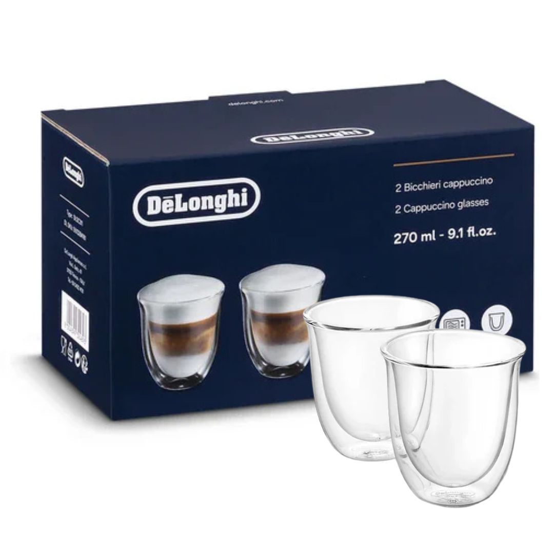 DeLonghi Cappuccino Glass Double Wall Cups 270 ML