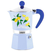 Bialetti Rainbow Dolce Far Nothing Moka Coffee Maker, 3 Cups, Blue with Lemons