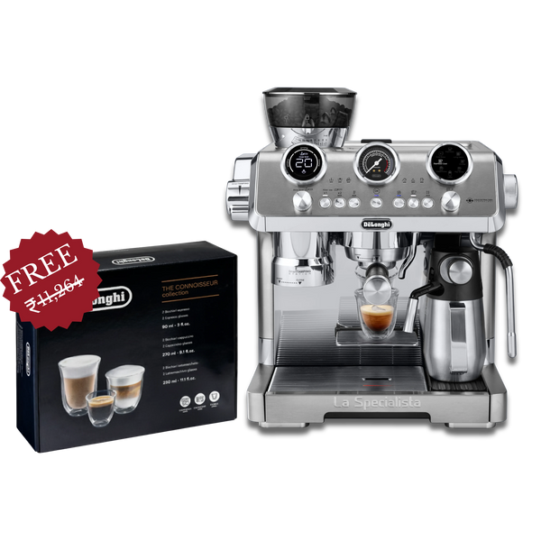 De’Longhi EC9885M Espresso Machine and Connoisseur Glass Set (6 pcs)